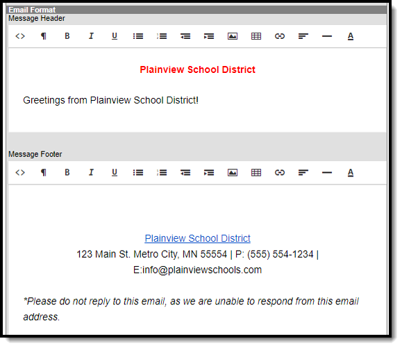 Screenshot of the email message fields.