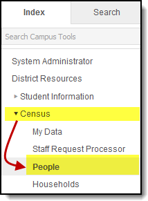 Screenshot of people tool under census