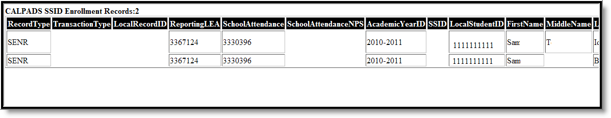 Screenshot of the HTML Format of the SSID Enrollment Extract.