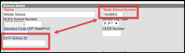 Screenshot of Ed-Fi School ID.