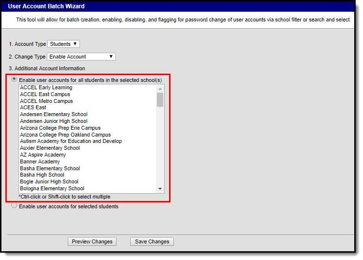 screenshot of the additional account information field highlighted for student accounts