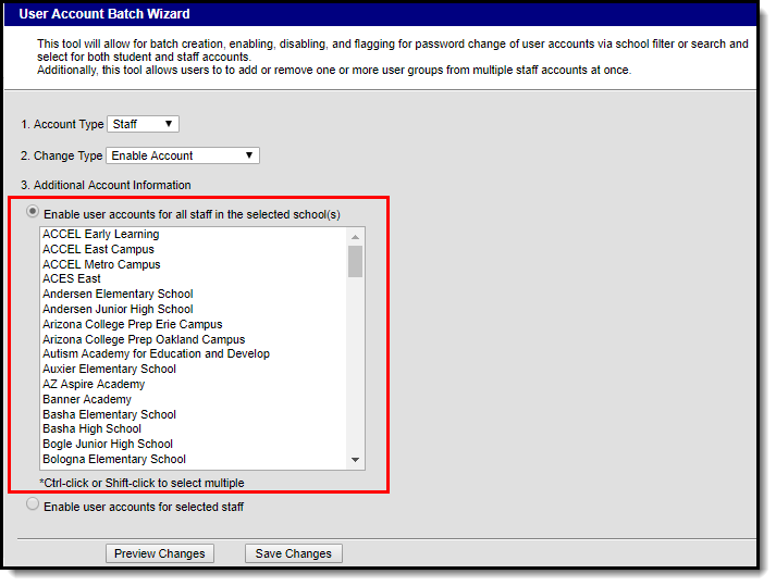 screenshot of the additional account information field highlighted for staff accounts