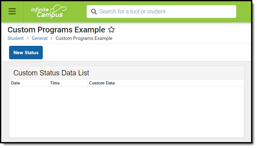 Screenshot of Custom Programs Example