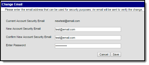 screenshot of the change email editor