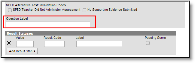 Screenshot highlighting the Question Label field.