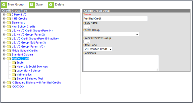 Screenshot of Verified Credit Credit Group example.