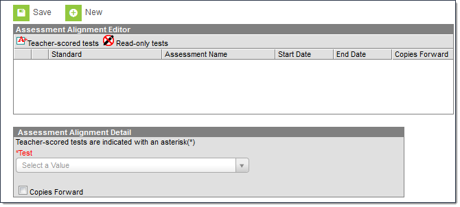 Screenshot of the Assessment Alignment Editor.
