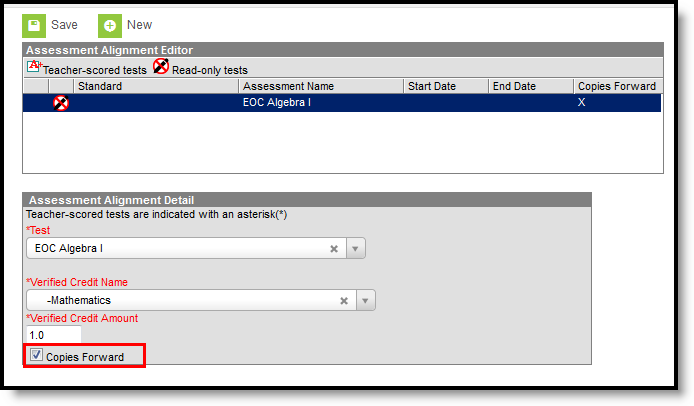 Screenshot of the copies forward checkbox marked.