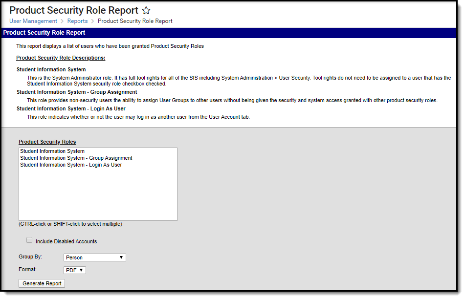 Screenshot of the report editor. 