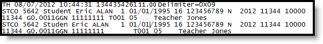 Screenshot of an example of the KIDS SCTO Extract in State Format (tab delimited).