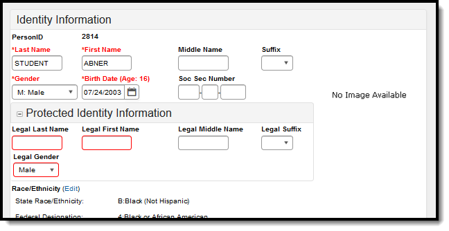 Screenshot of the Protected Identity Information tab with Conditional Highlight