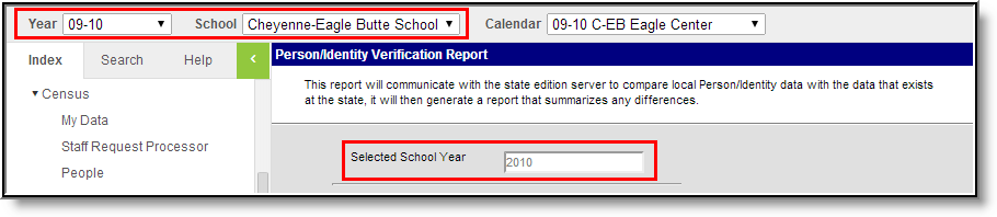 screenshot of the report highlighting the parameters.