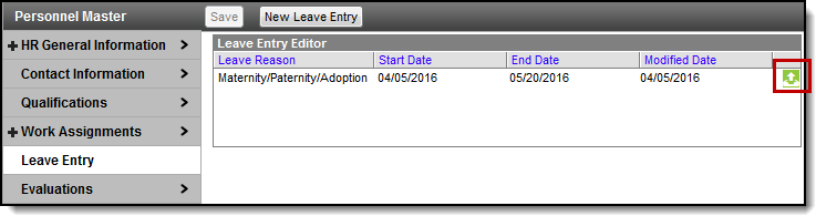 screenshot of the leave entry editor highlighting the upload button. 