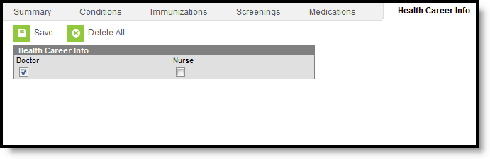 Screenshot of Health General Custom Tab