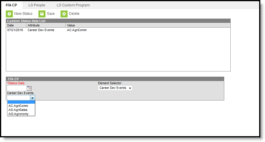 Screenshot of Custom Programs Custom Tab