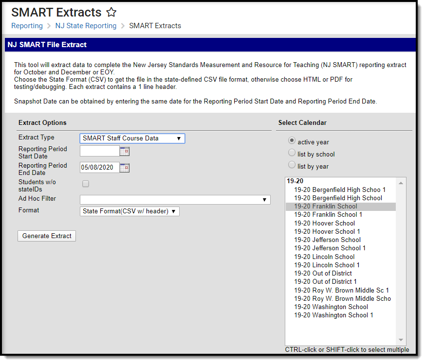Image of the SMART Staff Course Data editor.