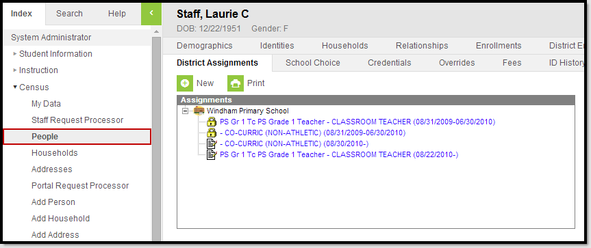 Screenshot of District Assignments tool.