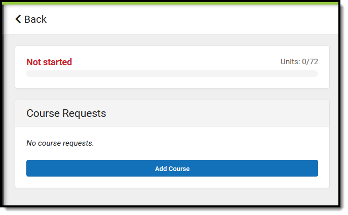 Screenshot of no existing course requests.