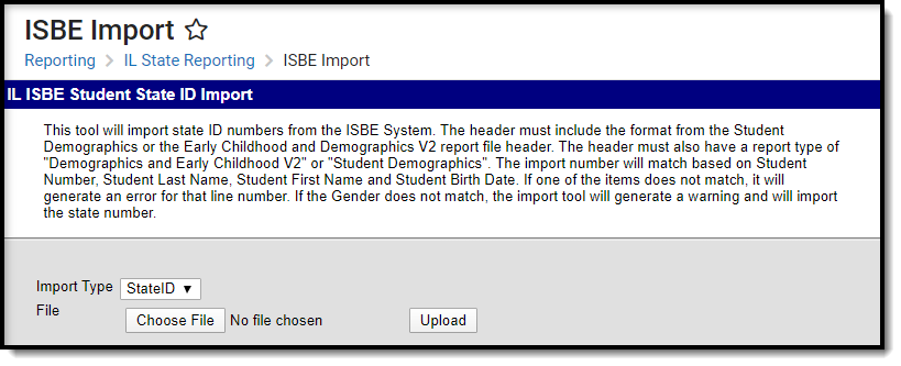 Screenshot of the ISBE Import Editor. 