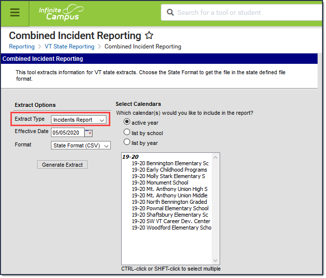 Screenshot of the Combined Incident Reporting Editor.