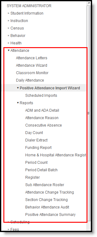 Screenshot of Attendance tools.