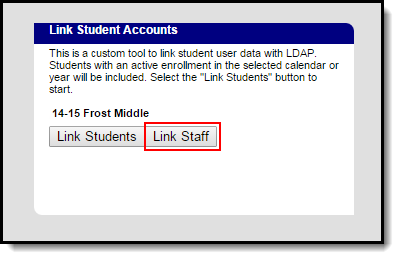 Screenshot of Link Student Accounts with Link Staff selected.