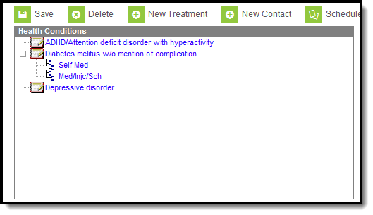 Image of the Student Health Conditions tool