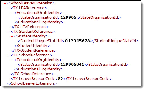 Screenshot of an example of the School Leaver Extension extract.