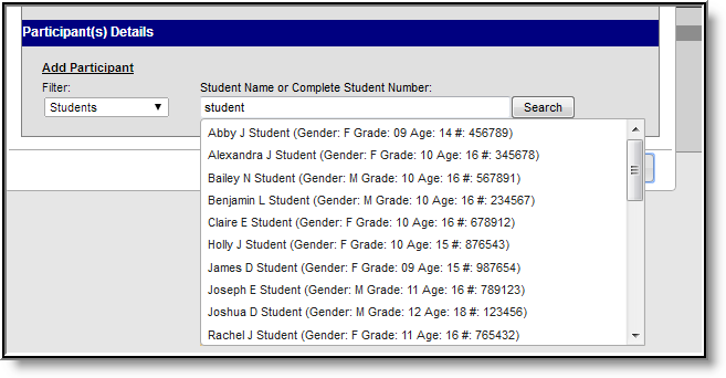 Screenshot of the participant details editor when adding a second participant