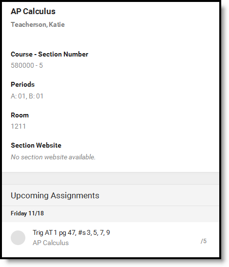 Screenshot of the Course Info tab with the teacher's email address. 