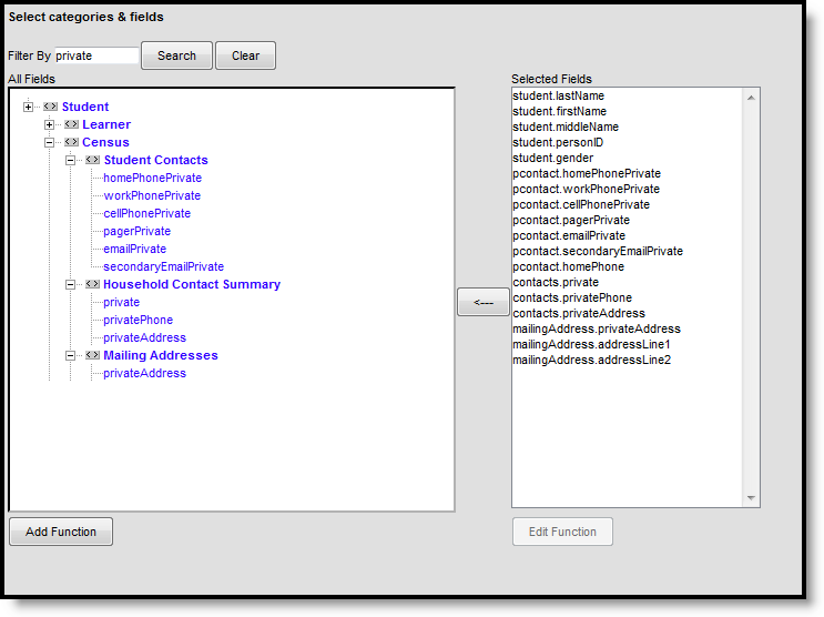 Screenshot showing private checkbox fields in Ad hoc.