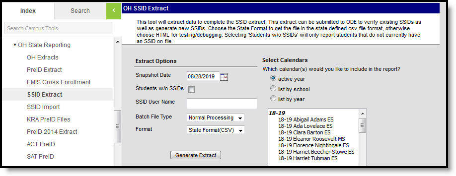 Screenshot of the SSID extract editor. 
