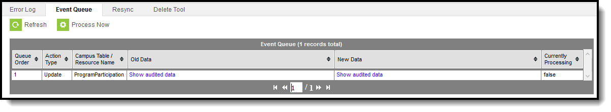 Screenshot of the Event Queue tool.
