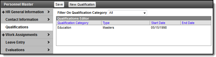 Screenshot of the qualification editor.
