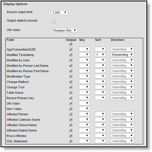 Screenshot of Display Options