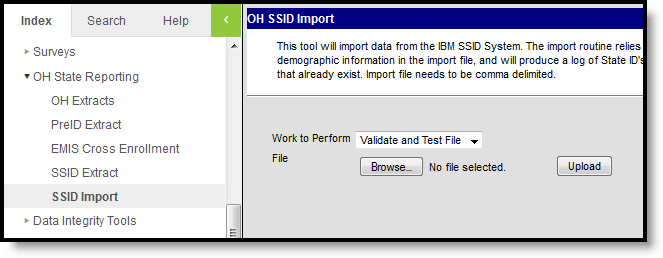 Screenshot of the SSID Import editor. 