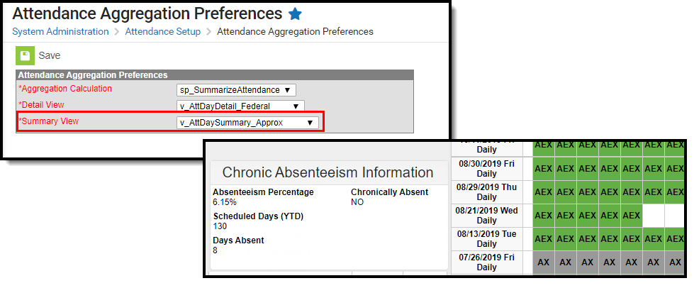Screenshot of Approximate Summary View selection.