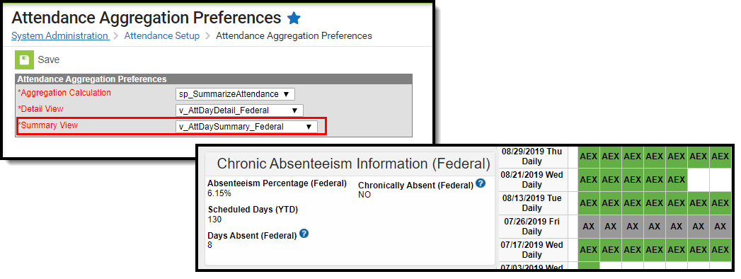 Screenshot of Federal Summary View Selection.