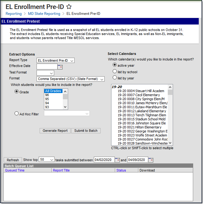 Image of the EL Enrollment Pre-ID Editor.
