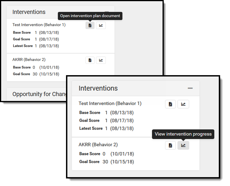 Screenshot of Intervention Detail Options.