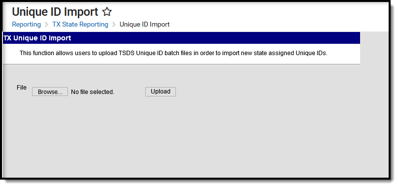 Screenshot of the Unique ID Import Editor.