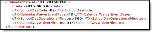 Screenshot of an example of the Calendar Date Extension.