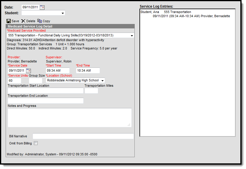 Screenshot of the Medicaid batch log entry tool.