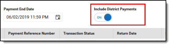 Screenshot of include district payments toggle