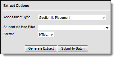  Screenshot of the extract editor with Assessment Type of Section IIA, Section IIB, and Section III selected. 