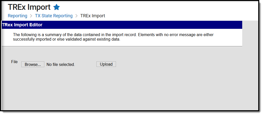 Screenshot of the TREx Import Tool.