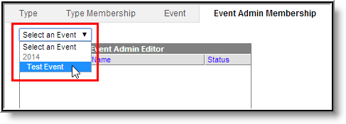 Screenshot of Selecting an Event to Add Event Admin Members