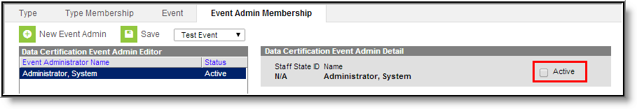 Screenshot of Deactivating a Event Admin Membership