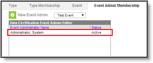 Screenshot of Example of Added Event Admin Member