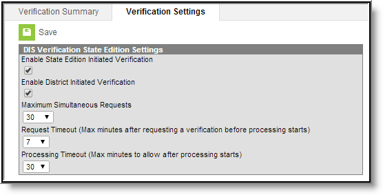 screenshot of the verification settings tool.